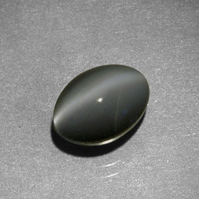 1.59克拉天然灰色Chrysoberyl Cat's Eye，椭圆形切割，7×5.1毫米，半透明