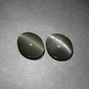 天然绿色Chrysoberyl Cat's Eye，椭圆形切割，6.1×5.1毫米，不透明