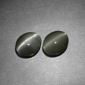 天然绿色Chrysoberyl Cat's Eye，椭圆形切割，6.1×5.1毫米，不透明