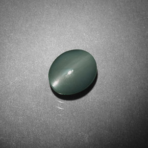 0.98克拉天然绿色Chrysoberyl Cat's Eye，椭圆形切割，6.2×5.1毫米，不透明