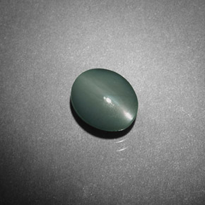 0.98克拉天然绿色Chrysoberyl Cat's Eye，椭圆形切割，6.2×5.1毫米，不透明