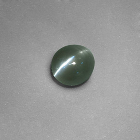 0.71克拉天然绿色Chrysoberyl Cat's Eye，椭圆形切割，5.1×4.8毫米，半透明