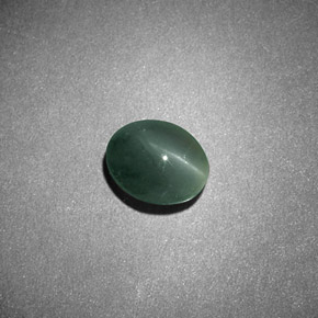 0.68克拉天然绿色Chrysoberyl Cat's Eye，椭圆形切割，5.8×4.8毫米，不透明