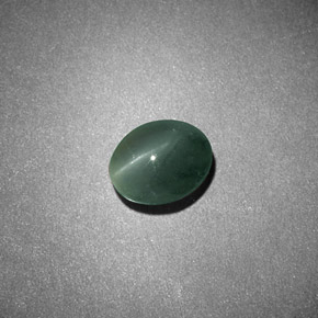 0.68克拉天然绿色Chrysoberyl Cat's Eye，椭圆形切割，5.8×4.8毫米，不透明