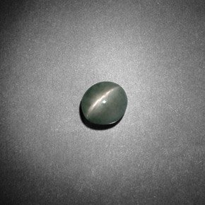 0.79克拉天然绿色Chrysoberyl Cat's Eye，椭圆形切割，5.2×4.9毫米，不透明
