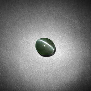 0.53克拉天然绿色Chrysoberyl Cat's Eye，椭圆形切割，5.9×4.4毫米，半透明