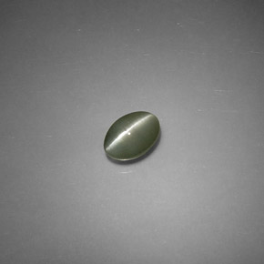 0.79克拉天然绿色Chrysoberyl Cat's Eye，椭圆形切割，6.1×4.1毫米，半透明