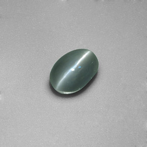0.86克拉天然绿色Chrysoberyl Cat's Eye，透明，5.9×4.1毫米，透明/半透明