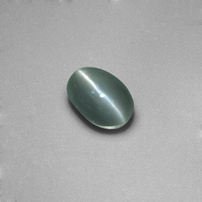0.86克拉天然绿色Chrysoberyl Cat's Eye，透明，5.9×4.1毫米，透明/半透明