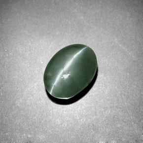 3.04克拉天然绿色Chrysoberyl Cat's Eye，椭圆形切割，8.4×7.2毫米，不透明