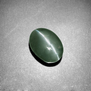 3.04克拉天然绿色Chrysoberyl Cat's Eye，椭圆形切割，8.4×7.2毫米，不透明