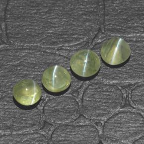 1.42天然绿色Chrysoberyl Cat's Eye，圆形切割，3.98毫米，半透明