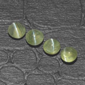 1.42天然绿色Chrysoberyl Cat's Eye，圆形切割，3.98毫米，半透明