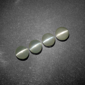 天然绿色Chrysoberyl Cat's Eye，透明，3.94毫米，透明/半透明