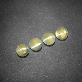 天然绿色Chrysoberyl Cat's Eye，透明，4.04毫米，透明/半透明
