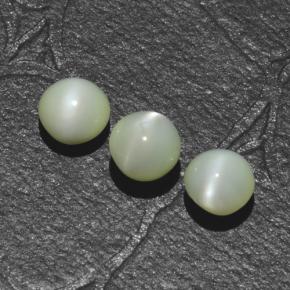 1.44天然绿色Chrysoberyl Cat's Eye，圆形切割，3.96毫米，半透明