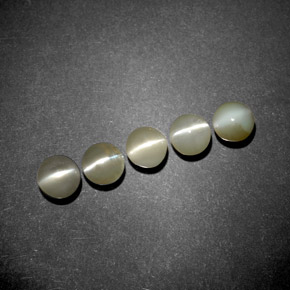 天然绿色Chrysoberyl Cat's Eye，透明，4.04毫米，透明/半透明