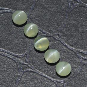 2.23天然绿色Chrysoberyl Cat's Eye，圆形切割，3.89毫米，半透明