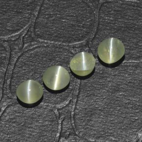 1.48天然绿色Chrysoberyl Cat's Eye，圆形切割，3.93毫米，半透明