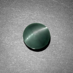 1.08克拉天然绿色Chrysoberyl Cat's Eye，圆形切割，5.97毫米，不透明