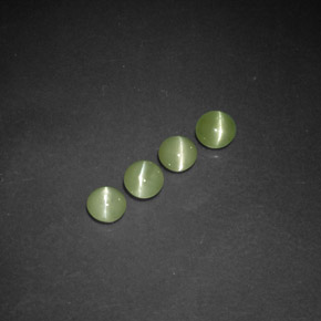 天然绿色Chrysoberyl Cat's Eye，透明，3.82毫米，透明/半透明