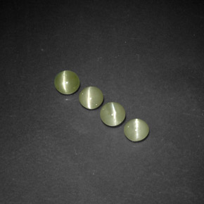 天然绿色Chrysoberyl Cat's Eye，透明，3.82毫米，透明/半透明