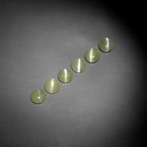 天然绿色Chrysoberyl Cat's Eye，透明，4.07毫米，透明/半透明