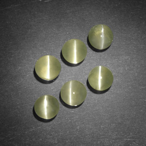 天然绿色Chrysoberyl Cat's Eye，透明，3.79毫米，透明/半透明