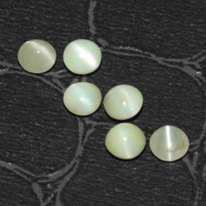2.03天然绿色Chrysoberyl Cat's Eye，圆形切割，4.10毫米，半透明
