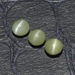 1.15天然绿色Chrysoberyl Cat's Eye，圆形切割，3.95毫米，半透明