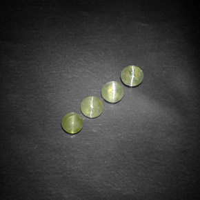 天然绿色Chrysoberyl Cat's Eye，透明，3.85毫米，透明/半透明