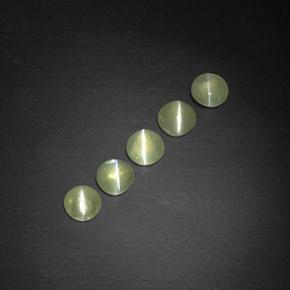 天然绿色Chrysoberyl Cat's Eye，透明，4.35毫米，透明/半透明