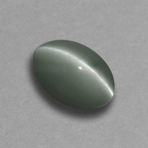 0.73克拉天然绿色Chrysoberyl Cat's Eye，椭圆形切割，5.9×4毫米，不透明