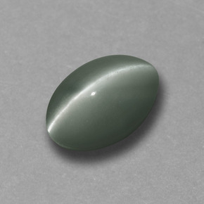 0.73克拉天然绿色Chrysoberyl Cat's Eye，椭圆形切割，5.9×4毫米，不透明
