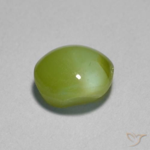 0.89克拉天然绿色Chrysoberyl Cat's Eye，椭圆形切割，5.7×5.3毫米，半透明
