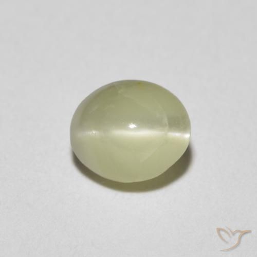 0.81ct 天然 浅绿黄色 金绿玉猫眼, 椭圆形, 半透明
