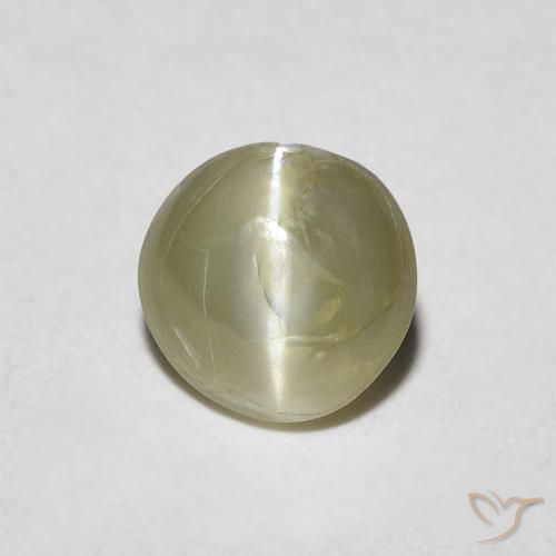 0.62ct 天然 黄绿色 金绿玉猫眼, 圆形的, 半透明