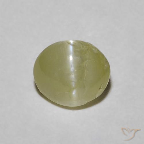0.60ct 天然 黄绿色 金绿玉猫眼, 椭圆形, 半透明