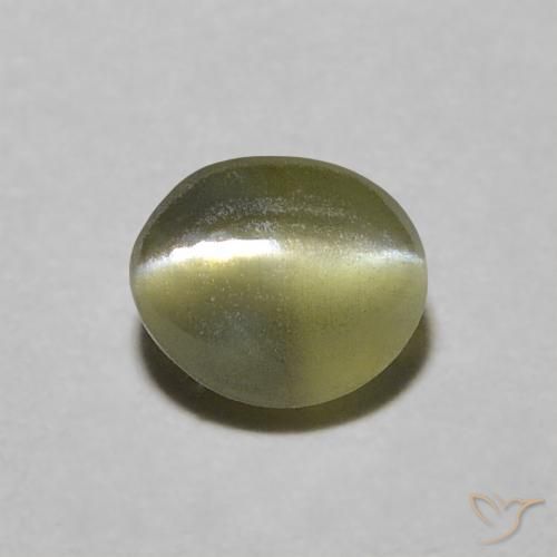 0.58ct 天然 黄绿色 金绿玉猫眼, 椭圆形, 半透明
