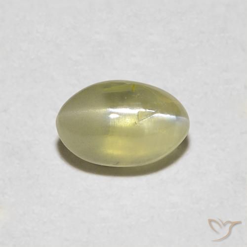 0.48ct 天然 淡奶油黄色 金绿玉猫眼, 椭圆形, 半透明