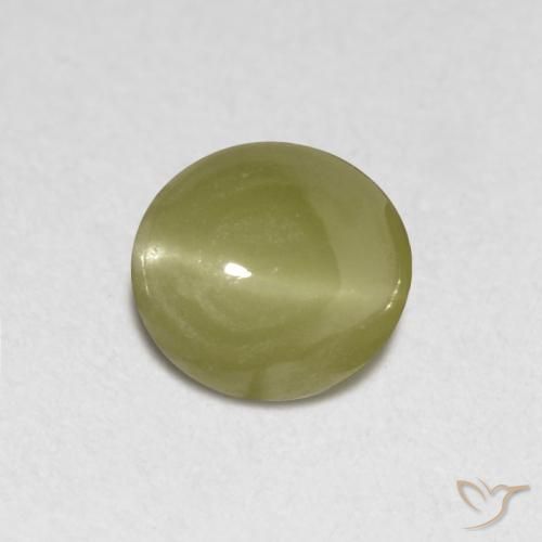 0.40克拉天然黄色Chrysoberyl Cat's Eye，椭圆形切割，4.2×4毫米，半透明