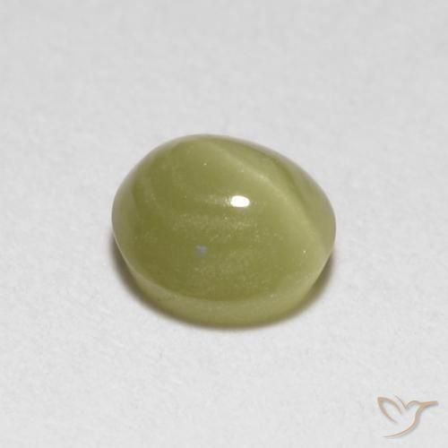 0.40克拉天然黄色Chrysoberyl Cat's Eye，椭圆形切割，4.2×4毫米，半透明