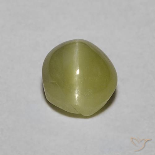 0.52ct 天然 黄绿色 金绿玉猫眼, 椭圆形, 半透明