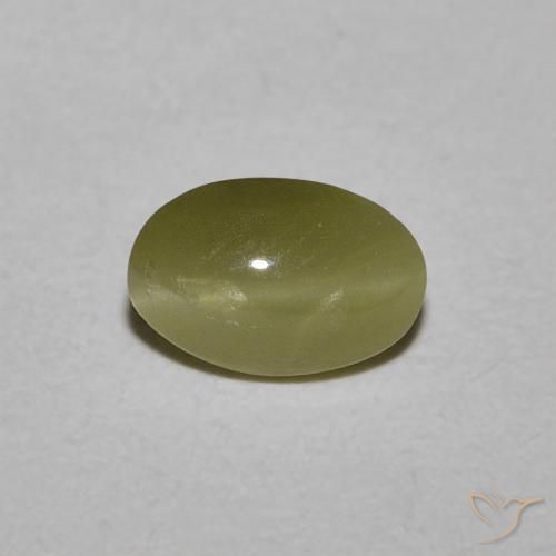 0.54ct 天然 黄绿色 金绿玉猫眼, 椭圆形, 半透明