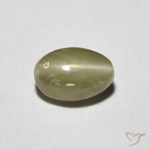 0.82ct 天然 黄绿色 金绿玉猫眼, 椭圆形, 半透明