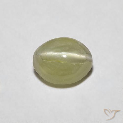 0.45ct 天然 黄绿色 金绿玉猫眼, 椭圆形, 半透明