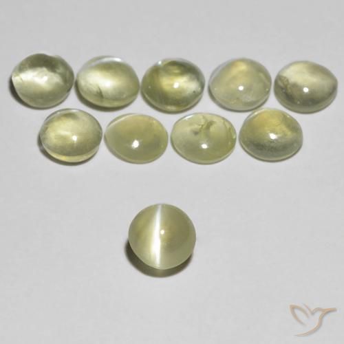 0.37ct 天然 淡黄色 金绿玉猫眼, 圆形的, 透明