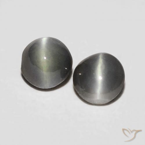 0.36ctw 天然 灰黑色 金绿玉猫眼, 椭圆形, 不透明
