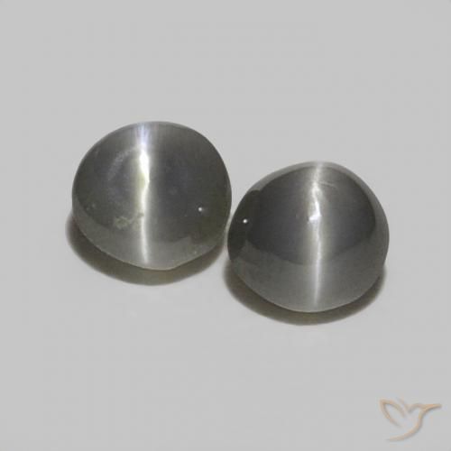 0.35ctw 天然 钢灰色 金绿玉猫眼, 圆形的, 不透明