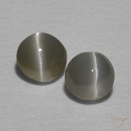 0.37ctw 天然 灰黑色 金绿玉猫眼, 圆形的, 不透明